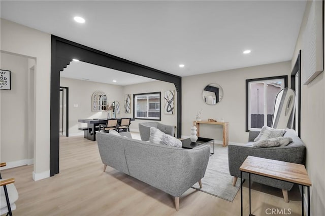 living room featuring light hardwood / wood-style floors