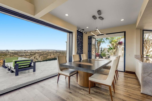 dining area featuring light hardwood / wood-style flooring