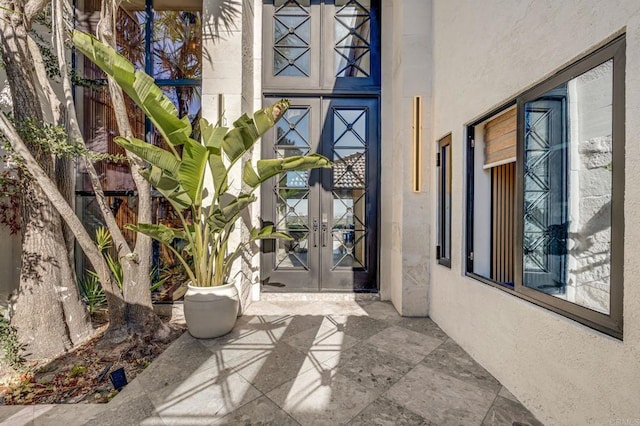 property entrance with french doors