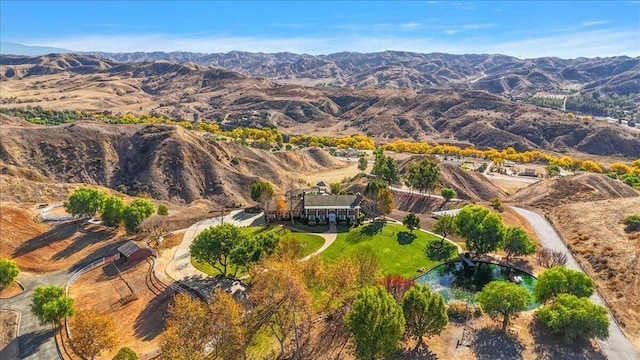 bird's eye view with a mountain view