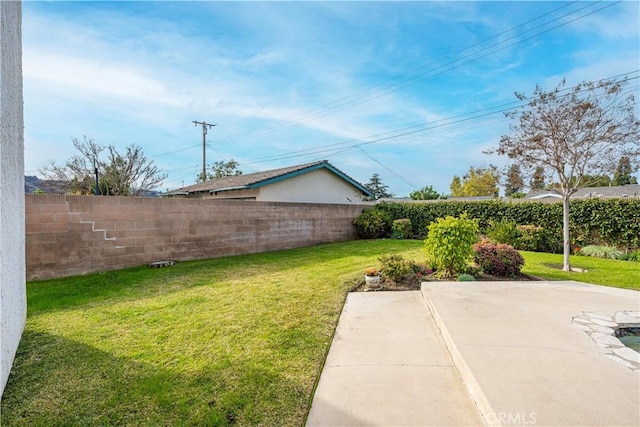 view of yard with a patio area