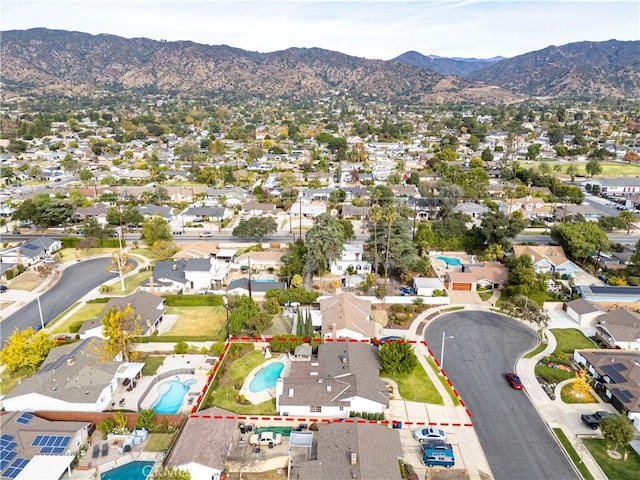 bird's eye view featuring a mountain view