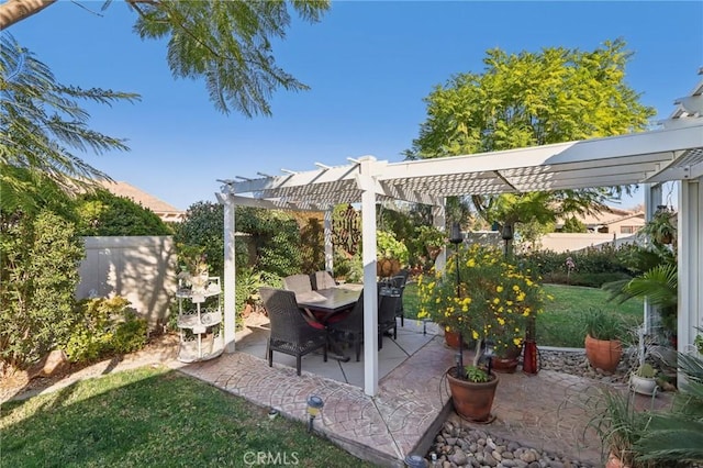 view of patio / terrace featuring a pergola