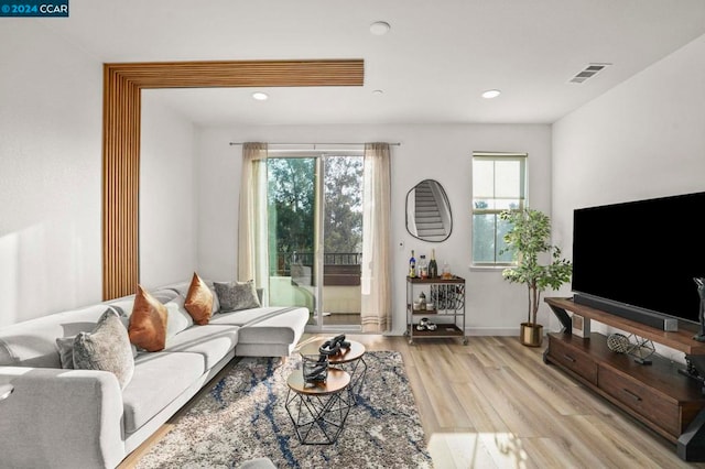 living room featuring light hardwood / wood-style flooring