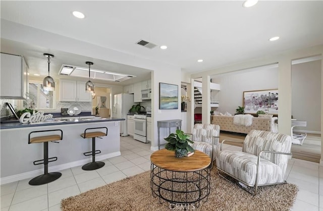 view of tiled living room