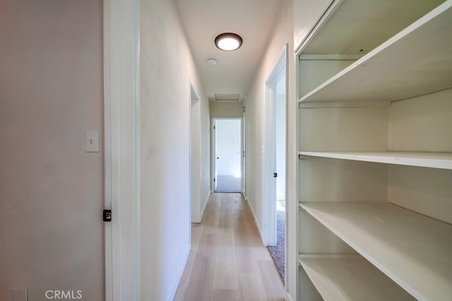 hallway with light wood-type flooring