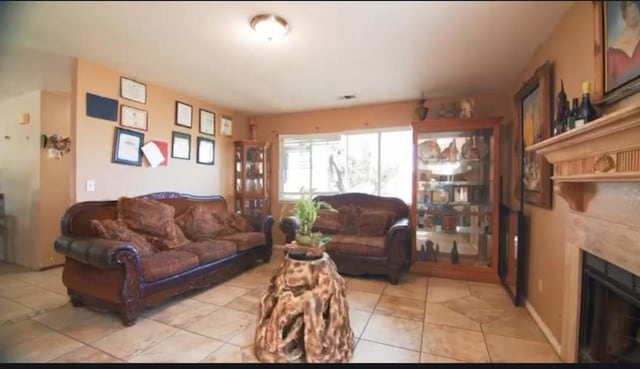 view of tiled living room