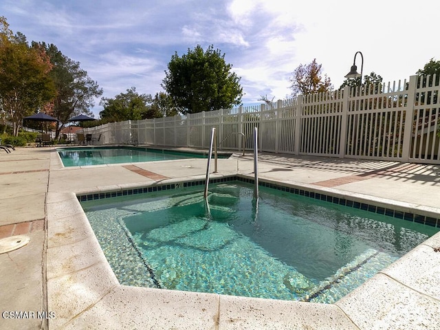 view of pool with a patio area and a community hot tub