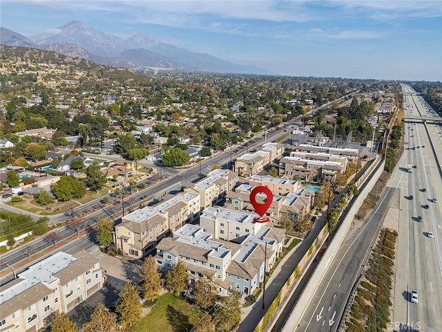 bird's eye view featuring a mountain view