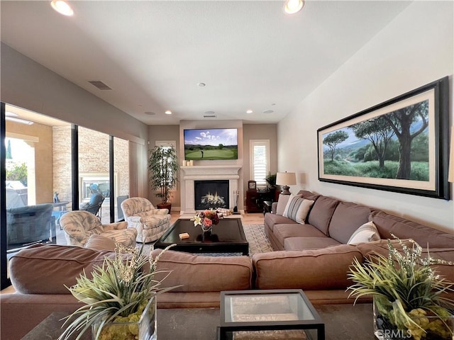 living room featuring a wealth of natural light