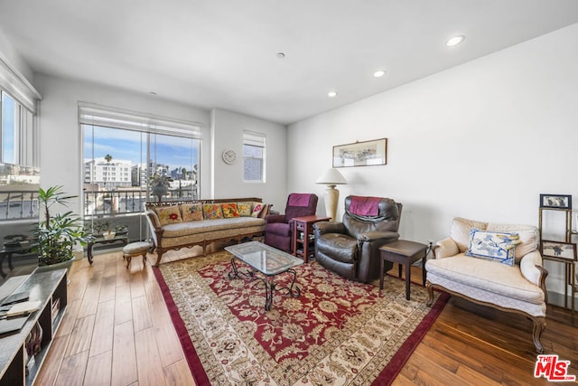 living room with hardwood / wood-style floors