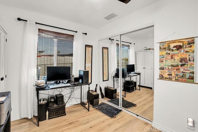 office area featuring light wood-type flooring