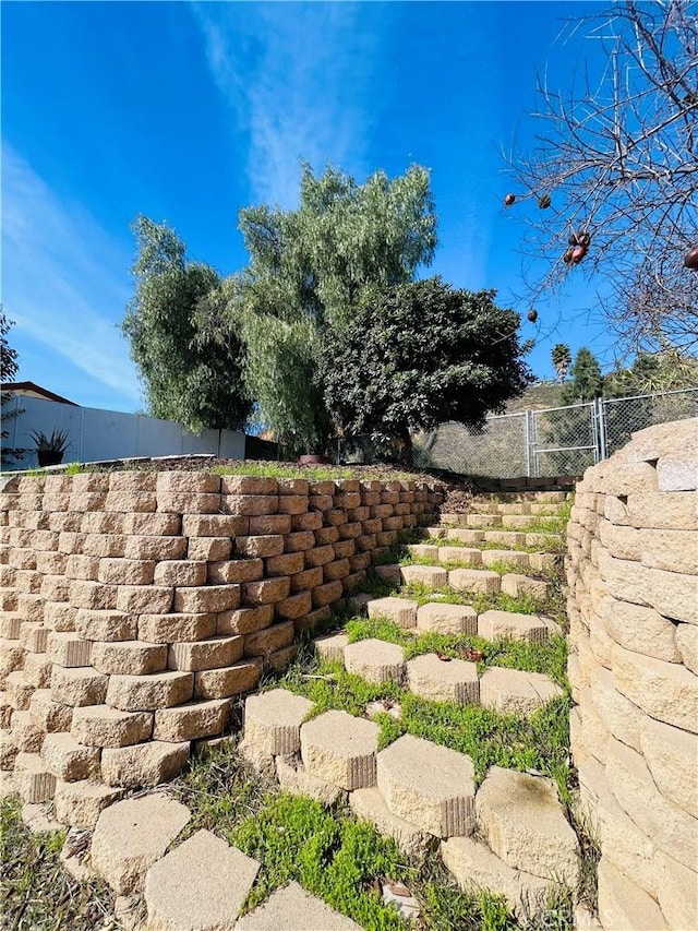 view of yard featuring fence