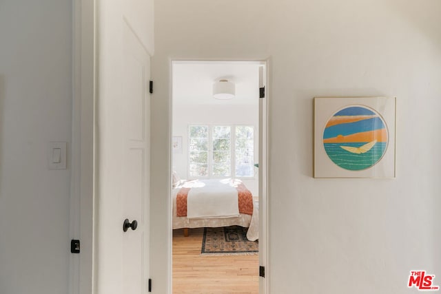 hallway with wood-type flooring