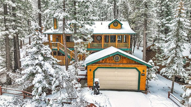 view of log home