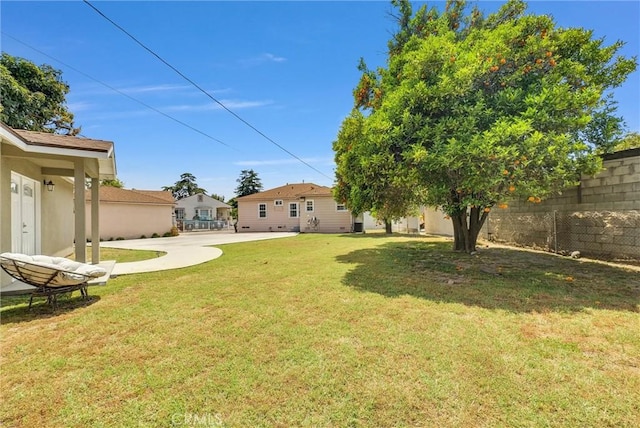 view of yard with a patio area