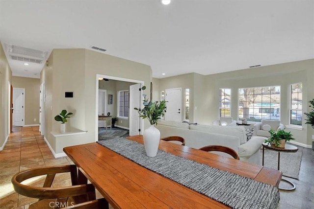 dining room with light tile patterned floors