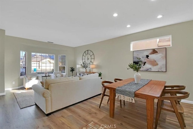 living room featuring light wood-type flooring