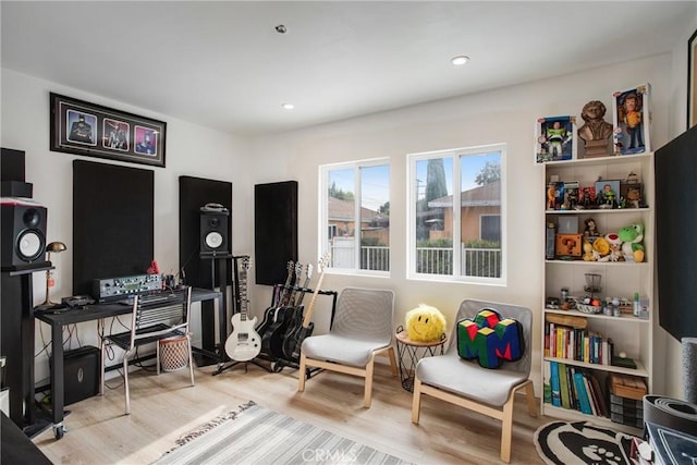 sitting room featuring light wood-type flooring