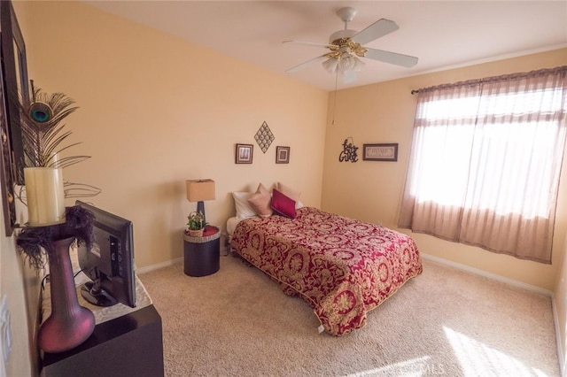 bedroom with carpet and ceiling fan