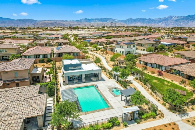 bird's eye view featuring a mountain view