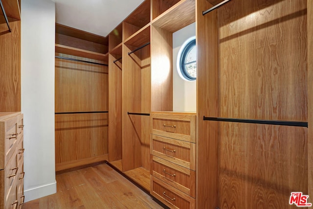 spacious closet with light wood-type flooring