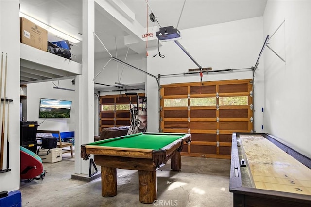 rec room with billiards and concrete flooring