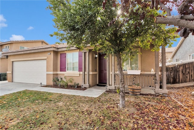 view of front of property with a garage