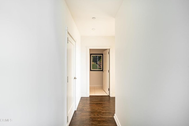 hall with dark hardwood / wood-style floors