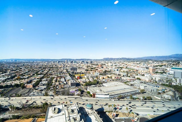 aerial view with a mountain view