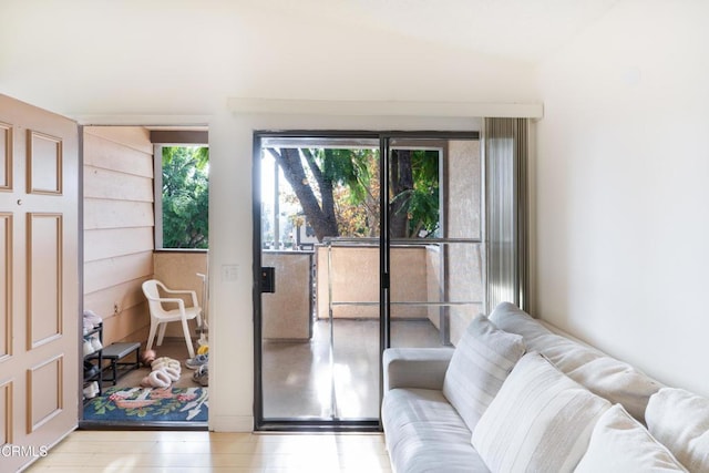 doorway featuring light hardwood / wood-style floors