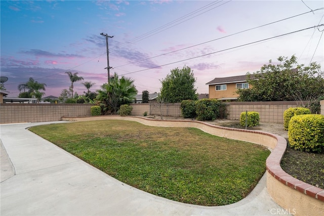 view of yard at dusk