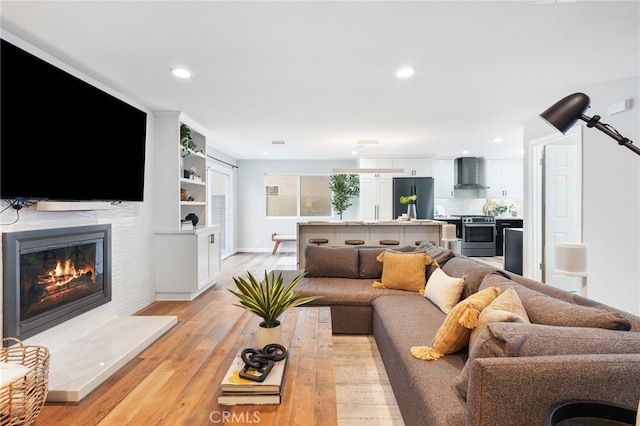 living room with light wood-type flooring