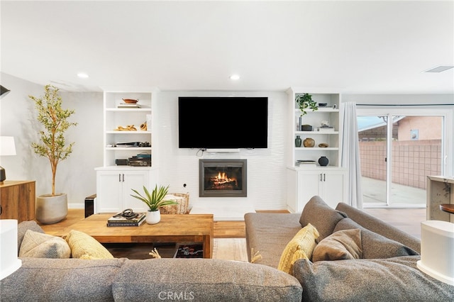 living room with light wood-type flooring