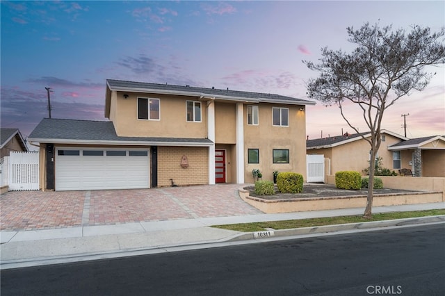 view of front of house with a garage