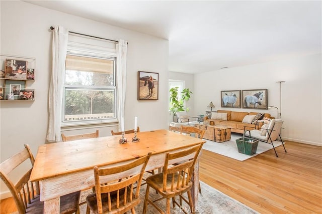 dining space featuring light hardwood / wood-style flooring