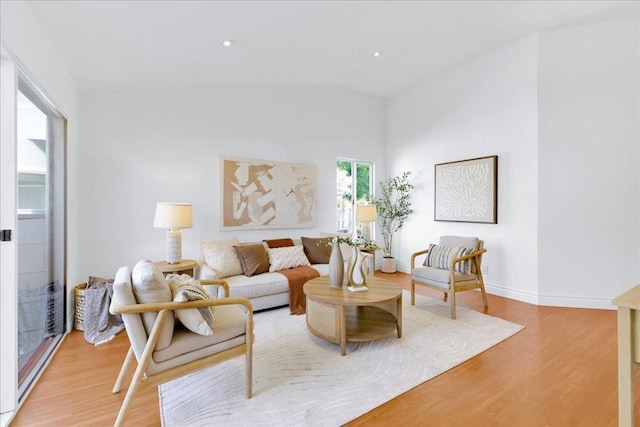 living room with light hardwood / wood-style flooring