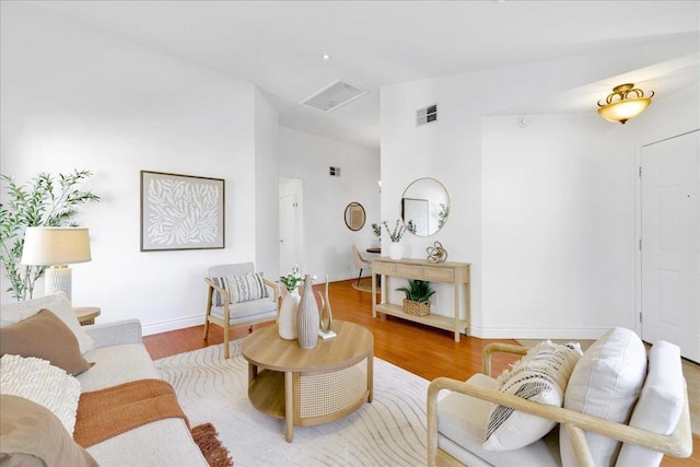 living room with hardwood / wood-style floors