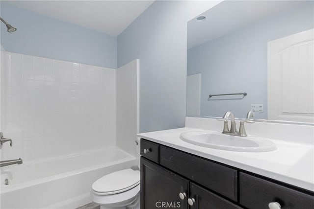 full bathroom with vanity, toilet, and shower / washtub combination