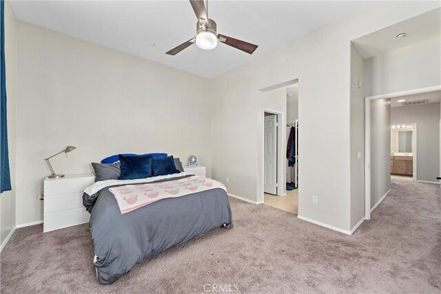 bedroom with carpet and ceiling fan