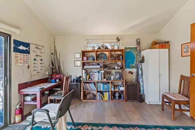 home office featuring hardwood / wood-style flooring