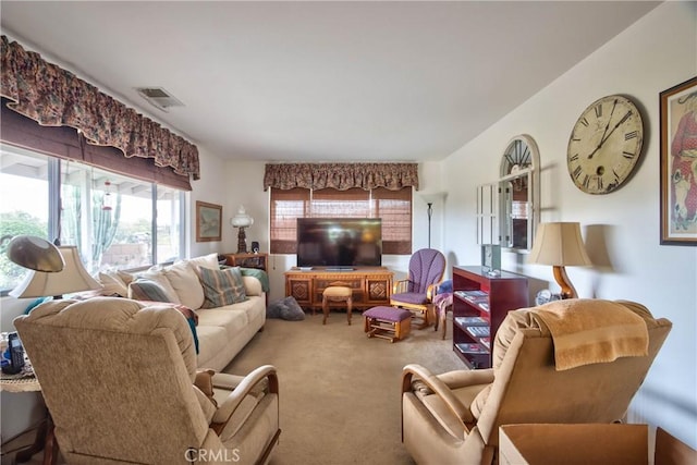 living room with carpet flooring