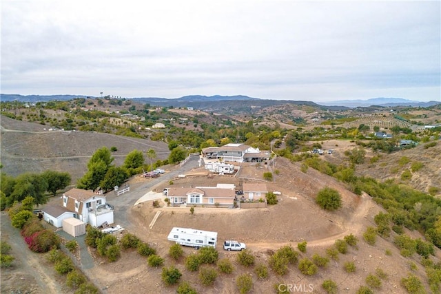 birds eye view of property featuring a mountain view