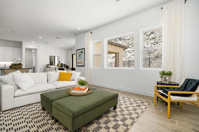 living room featuring light hardwood / wood-style floors