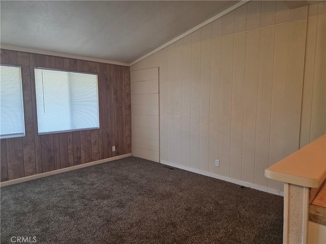 3445 Garfield Ave, Clearlake, CA 95422 - carpeted spare room with lofted ceiling and wood walls