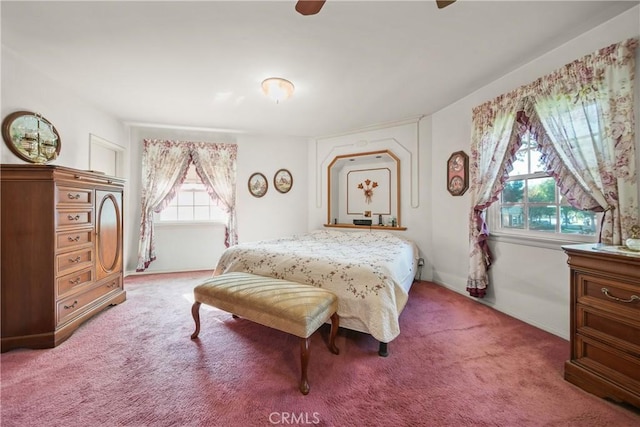 bedroom with carpet and ceiling fan