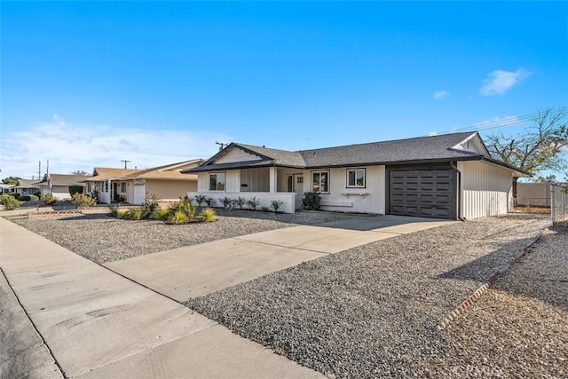 single story home with a garage