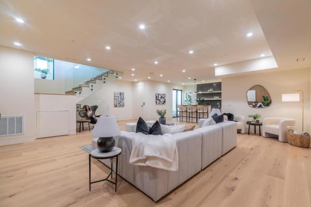 living room featuring light hardwood / wood-style flooring