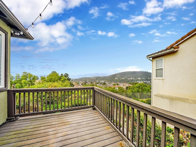 deck with a mountain view