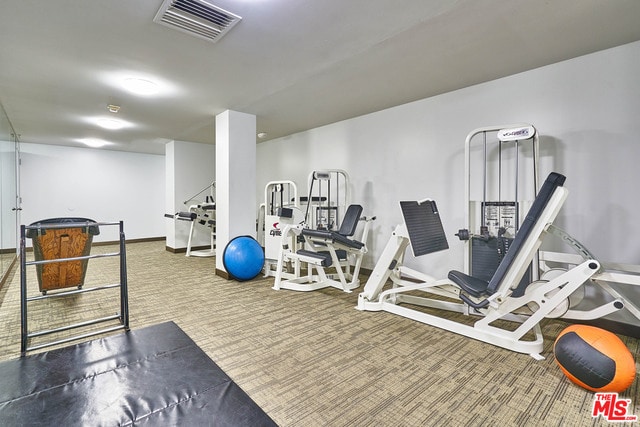 gym with carpet flooring